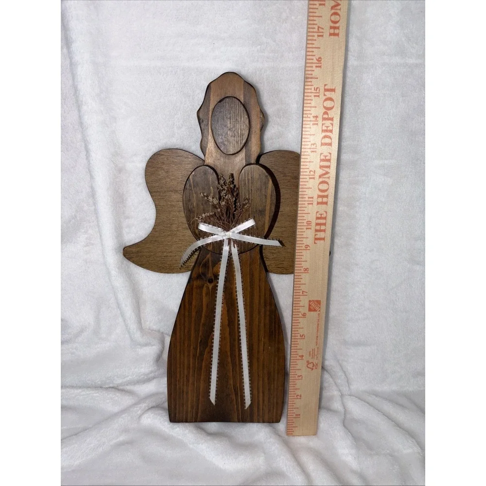Handcrafted‎ primitive Rustic Angel Wall Hanging 3D layered Farmhouse Folk art